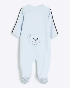 River Island Baby boys embroidered bear sleepsuit< 6 Mths - 2 Yrs
