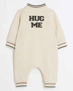River Island Baby cream embroidered sleepsuit< 6 Mths - 2 Yrs