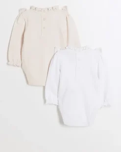 River Island Baby girls broderie bodysuit 2 pack< 6 Mths - 2 Yrs