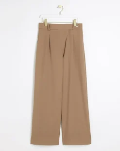River Island Beige asymmetric waist wide leg trousers< Trousers