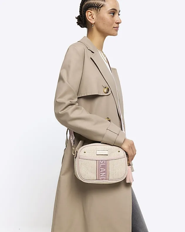 River Island Beige canvas cross body camera bag< Bags, Purses & Luggage