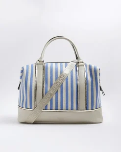 River Island Beige canvas stripe travel bag< Bags, Purses & Luggage