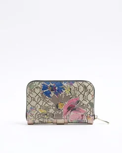 River Island Beige floral monogram purse< Bags, Purses & Luggage