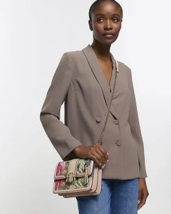 River Island Beige floral monogram satchel bag< Bags, Purses & Luggage