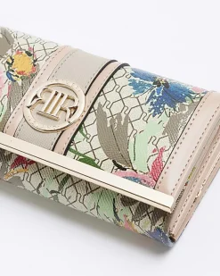 River Island Beige floral RI monogram purse< Bags, Purses & Luggage