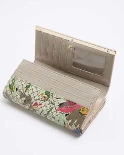 River Island Beige floral RI monogram purse< Bags, Purses & Luggage