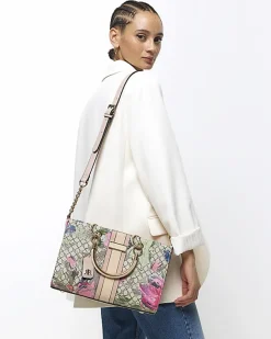 River Island Beige floral tote bag< Bags, Purses & Luggage