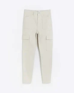 River Island Beige high waisted skinny cargo jeans< Jeans