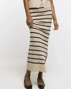 River Island Beige knit stripe maxi skirt< Skirts