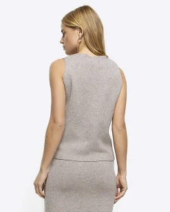 River Island Beige knit waistcoat< Co-ord Sets