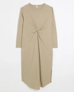 River Island Beige knot long sleeve t-shirt midi dress< Dresses
