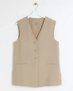 River Island Beige longline waistcoat< Suits & Tailoring