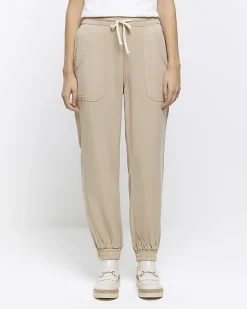 River Island Beige lyocell cuffed joggers< Trousers