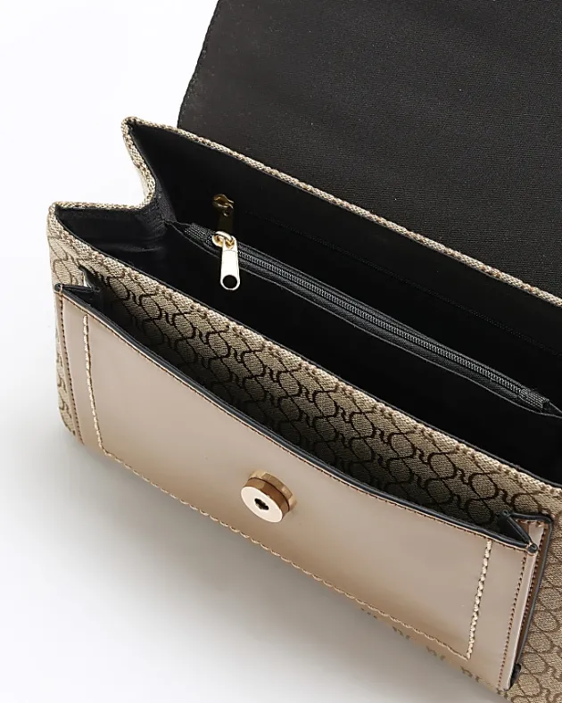 River Island Beige monogram chain shoulder bag< Bags, Purses & Luggage