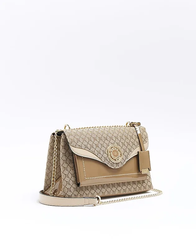 River Island Beige monogram chain shoulder bag< Bags, Purses & Luggage