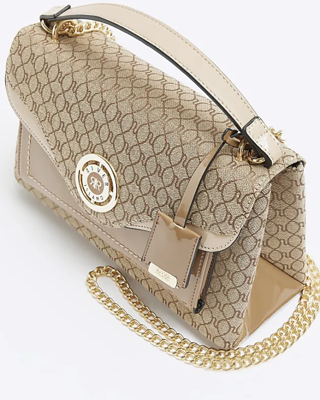 River Island Beige monogram chain shoulder bag< Bags, Purses & Luggage