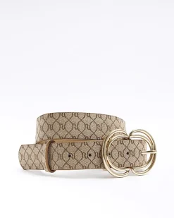 River Island Beige RI monogram belt< Accessories