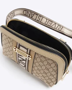 River Island Beige RI monogram cross body bag< Bags, Purses & Luggage