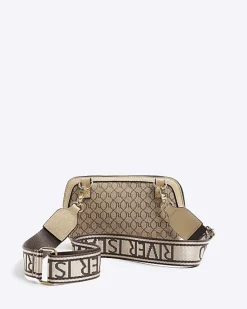 River Island Beige RI monogram cross body bag< Bags, Purses & Luggage