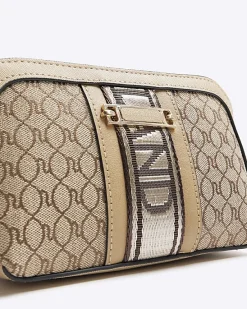 River Island Beige RI monogram cross body bag< Bags, Purses & Luggage