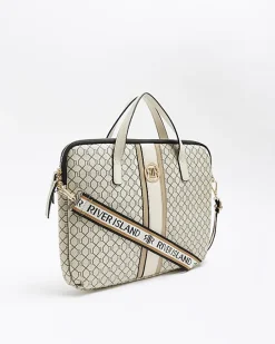 River Island Beige RI monogram laptop case< Bags, Purses & Luggage