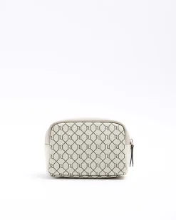 River Island Beige RI monogram makeup bag< Bags, Purses & Luggage