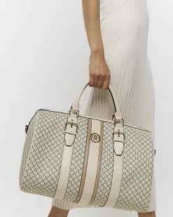 River Island Beige RI monogram travel bag< Bags, Purses & Luggage