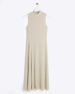 River Island Beige rib sleeveless midi dress< Dresses