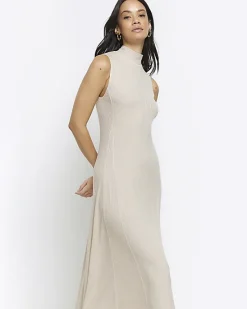 River Island Beige rib sleeveless midi dress< Dresses
