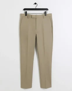 River Island Beige slim fit smart chino trousers< Trousers