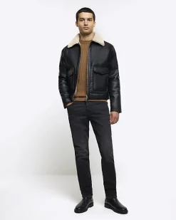 River Island Beige slim fit waffle texture jumper< Jumpers & Cardigans