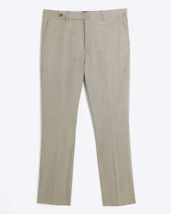 River Island Beige slim fit wool blend suit trousers< Trousers