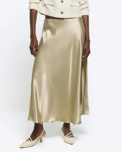 River Island Beige slip midi skirt< Skirts