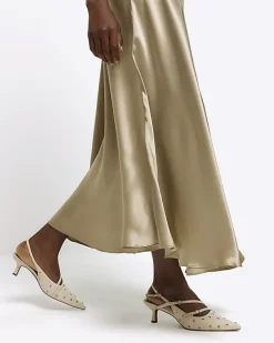 River Island Beige slip midi skirt< Skirts