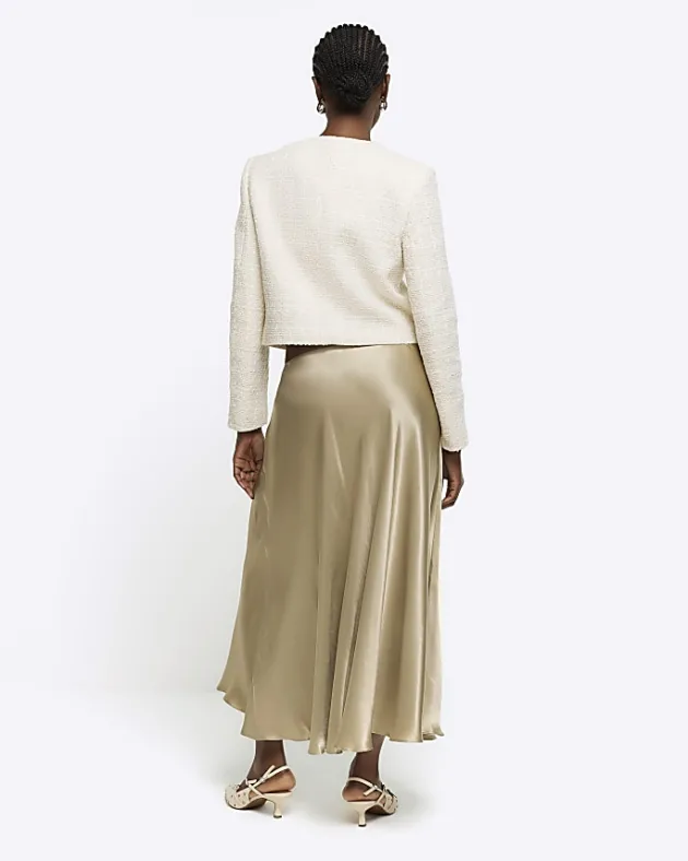 River Island Beige slip midi skirt< Skirts