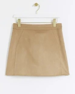 River Island Beige suedette elasticated mini skirt< Skirts