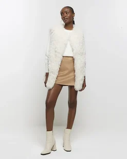 River Island Beige suedette elasticated mini skirt< Skirts