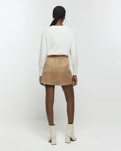 River Island Beige suedette elasticated mini skirt< Skirts