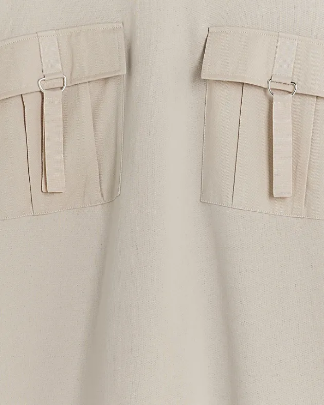River Island Beige utility hooded sweatshirt mini dress< Dresses