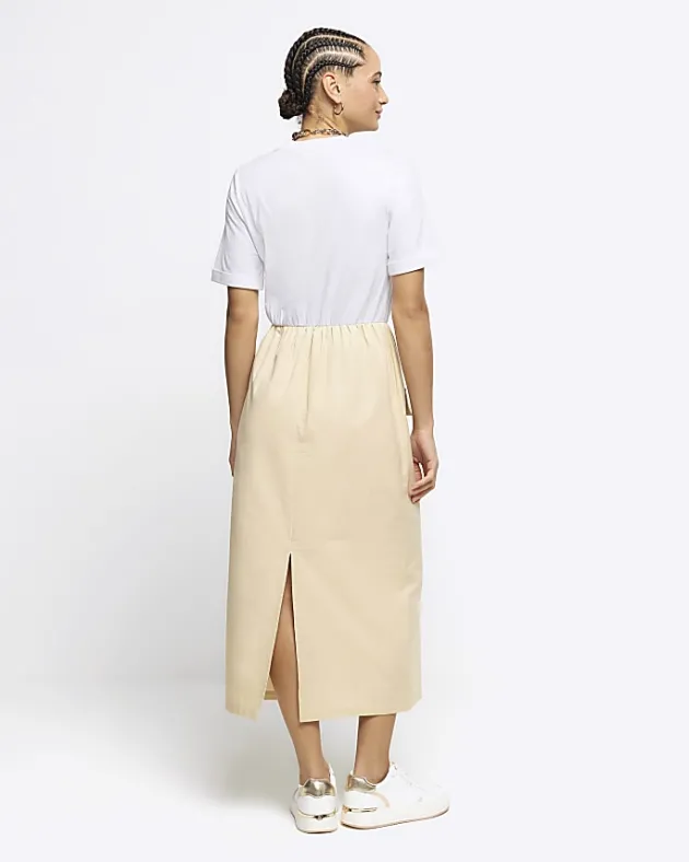 River Island Beige utility hybrid t-shirt midi dress< Dresses