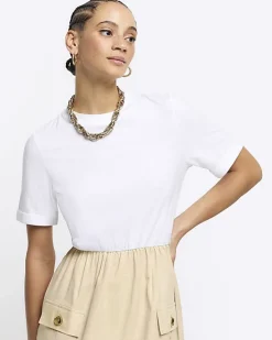 River Island Beige utility hybrid t-shirt midi dress< Dresses