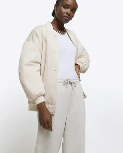 River Island Beige wide leg joggers< Trousers