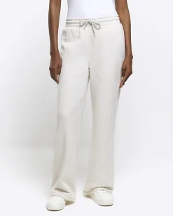 River Island Beige wide leg joggers< Trousers
