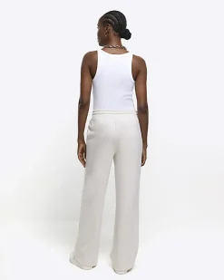 River Island Beige wide leg joggers< Trousers