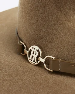 River Island Beige wool fedora hat< Accessories