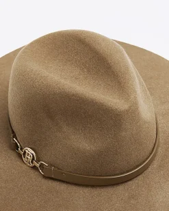 River Island Beige wool fedora hat< Accessories