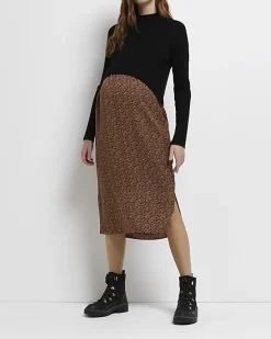 River Island 2 in 1 leopard maternity midi dress< Maternity