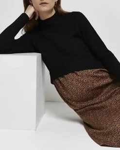River Island 2 in 1 leopard maternity midi dress< Maternity