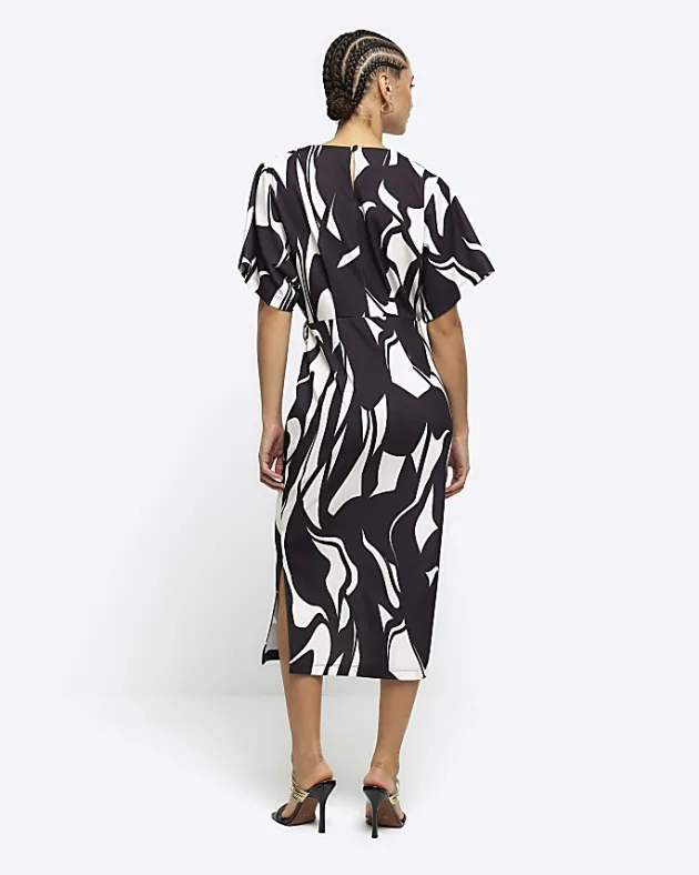 River Island abstract wrap bodycon midi dress< Dresses