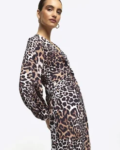 River Island animal print knot swing midi dress< Dresses